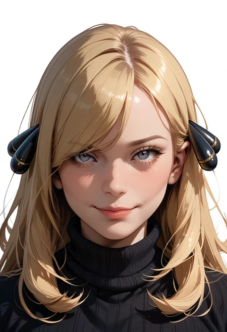 score_9, score_8_up, score_8, score_7_up, score_7, ((close up)), face focus, Expressiveh
BREAK
1girl, solo, Cynthia (pokemon), very long hair, hair over one eye, hair ornament, , large breasts looking at viewer, head tilt, seductive look, aroused, horny, standing, black turtleneck sweater, light smile
BREAK
white background