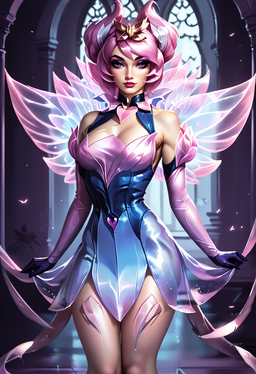 score_9,score_8_up,score_7_up,score_6_up,score_5_up,score_4_up  , solo, mysticlux, seductive smile, dress, full body, from behind, translucent pink wings, looking over shoulder, looking at viewer, dark shadows, realistic, long eyelashes <lora:Mystic_Lux_Pony:1>