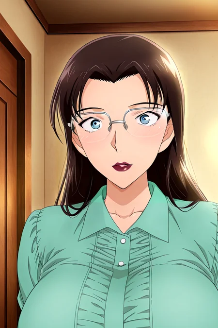 front view,
1girl,mature female,milf,huge breasts,upper body,looking at viewer,
Best quality,masterpiece,soft light,official art,high quality,highres,absurdres,epic scene,natural textures,<lora:Wakasa Rumi IL V3:1>,wakasa rumi,long hair,black hair,glasses,lipstick,dark lips,blue eyes,over-rim eyewear,