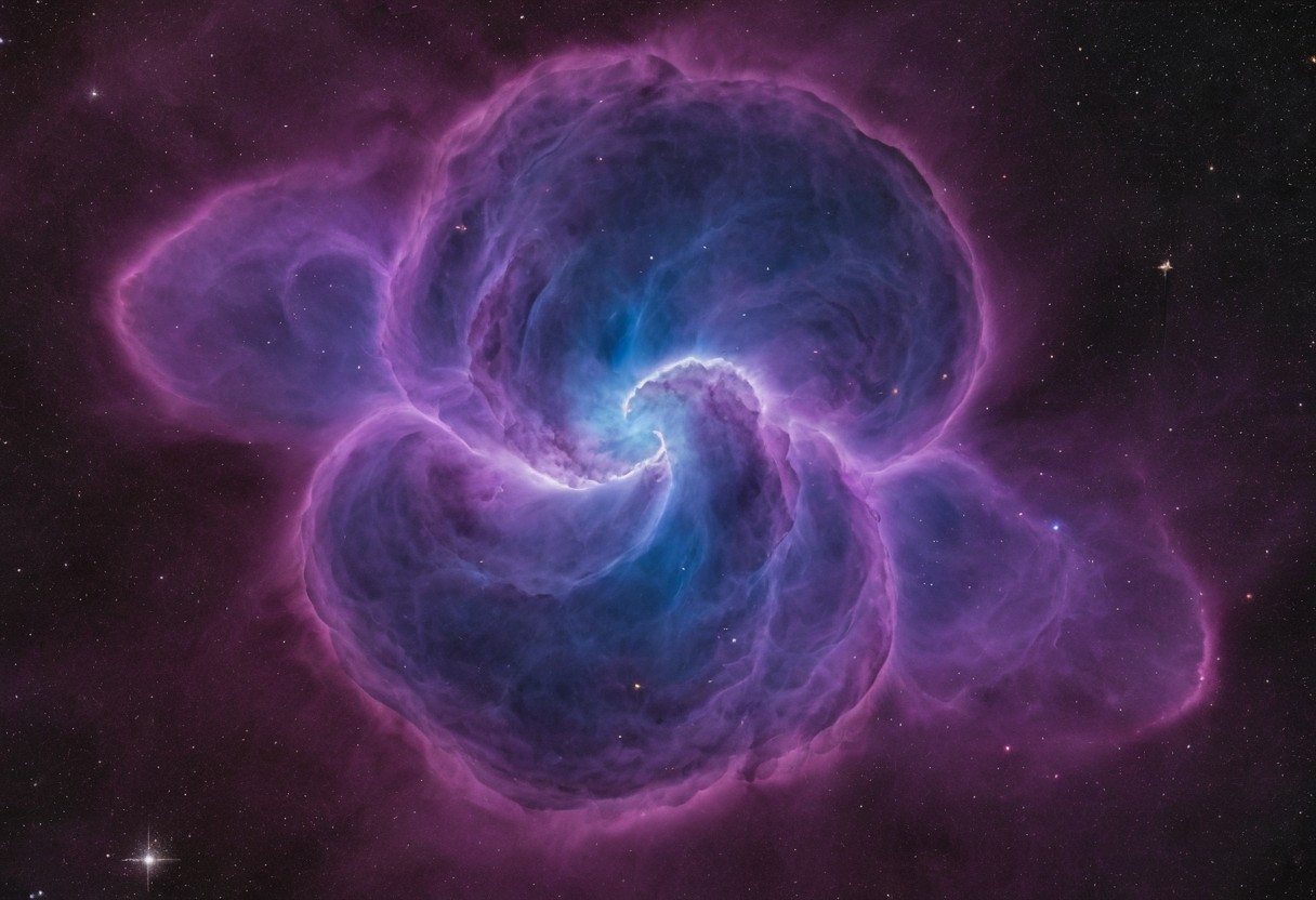 universe, nebula, a purple and blue nebula with very few stars