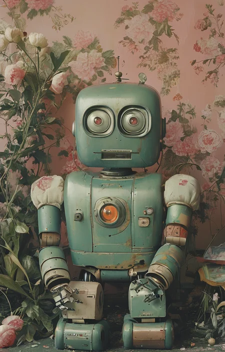 masterpiece,best quality,<lora:tbh157-sdxl:1>,illustration,style of Larry Sultan, portrait of robot