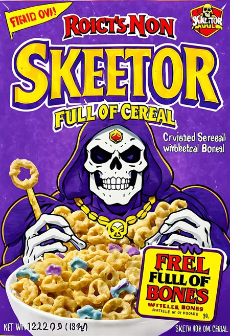 Skeletor cereal, full of bones