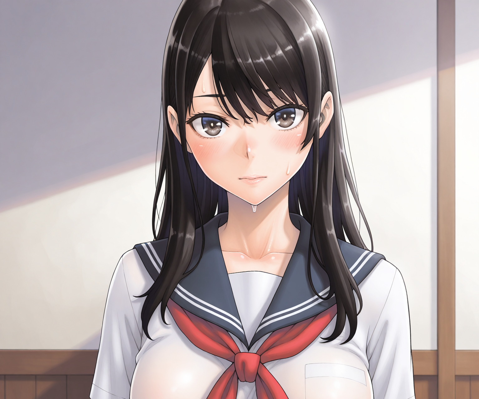 masterpiece, best quality, amazing quality, , 1girl, solo, shirt, sailor collar, shirt, looking at viewer,  <lora:Sawaragi style ILL-v2:1> sawaragistyle
