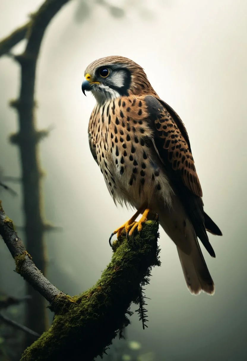 ( a Kestrel on a branch , glowing iridescent feather ) , perfect composition , perfect eyes , shadows, glow, realistic, god ray , mountains , rain forest , peaceful , overcast <lora:- SDXL - vanta-black_contrast_V3.0:0.8>, detailed
many details, clear focus , extreme detailed, full of details, aesthetic and beauty, astounding details, high depth of field, f/4, framing, breakthrough, collodion process, soft particles, ageless atmosphere, (grey and green colors:0.1),dark, chiaroscuro, low-key, <lora:TWbabeXL01:0.4>
Wide range of colors., Dramatic,Dynamic,Cinematic,Sharp details
Insane quality. Insane resolution. Insane details. Masterpiece. 32k resolution.
<lora:add-detail-xl:0.95> <lora:dvr-lnds-sdxl:0.3> dvr-lnds-sdxl <lora:MJ52:0.25> <lora:ral-apoctvisn-sdxl:0.3> ral-apoctvisn <lora:zavy-cntrst-sdxl:0.35> dark, chiaroscuro, low-key <lora:zavy-rmlght-sdxl:0.41> zavy-rmlght <lora:SDXLFaeTastic2400:0.225>