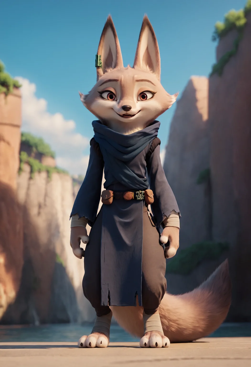 <lora:DreamWorks_Furry_Mix:0.6>, score_9, score_8_up, score_7_up, score_6_up, BREAK
source_furry, Zhen, 1girl, clothed, full body, (front view:1.2), looking at viewer, smile, perfect face