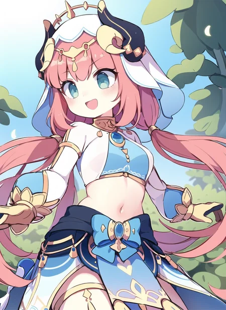 1girl, :d, (from below:1.3)
dutch angle
dynamic pose,
dancing, moving rapidly,
beautiful, elegant,
<lora:nilouGenshinImpact_v10:0.8> nilou (neither flower nor mist) (genshin impact), aqua eyes, fake horns, red hair, long hair, crop top, jewelry, horns, veil, bracer, brooch, long sleeves, puffy long sleeves, skirt, bangs, twintails, puffy sleeves, neck ring, gold trim, parted bangs, circlet, blue skirt, hair ornament, detached sleeves, low twintails, floating hair, gem, hair flower, blue gemstone, dancer, white headwear, midriff, very long hair,
around the garden, flowers, butterflies, sunlight, sunflowers, lilies, roses, nature, petals, lens flare,
<lora:LoraNagayamaYunonStyle_loraV10:0.0> <lora:loraYuqikunStyle_v1:0.8>