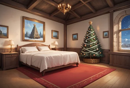 The quaint dining chamber exudes warmth and comfort, bathed in the soft glow emanating from ornate candlesticks atop the finely crafted wooden table. Delicate aromas dance enticingly through the air—spiced pumpkin pie, savory turkey, fragrant herbs mingling together in a symphony of scents. Plush chairs invite weary guests to recline amidst sumptuous velvet cushions.
Yet looming ominously above the festive spread lies a macabre sight—a teetering pyramid of emerald-hued mochi dumplings, each sculpted visage contorted in silent anguish. Wide-set obsidian eyes stare out blankly, reflecting not joyous celebration but abject misery masked behind false cheerfulness. These gluttonous ghouls, once filled with potential, have been reduced to nothing more than empty calories, consumed without purpose save to line the bellies of revelers too blind to notice the tragedy before them.
BREAK,
score_9, score_8_up, score_7_up, ratting_safe,
Impressionism, impressionist painting, loose brushwork, light and shadow play, captures feeling over form,
figure-studies, oil-painting, romanticism, painting, elegance, opulence,
beautiful, painterly, detailed, textural, artistic, aesthetic, intricate details, highly detailed, vivid, vibrant,
chrlib, scenery, indoors, living room, night, oven, christmas tree, christmas ornaments, red carpet, no humans, full_details,,
impressionist art, impressionistic oil painting, acrylic oil painting, loose brushwork, expressive brushwork, figurative art
