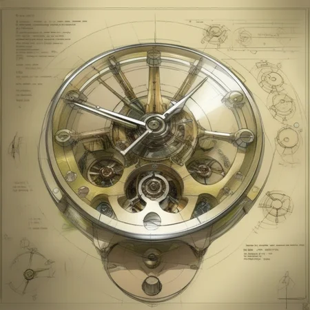 futscribe futuristic clock technical sketch<lora:futscribe:1>