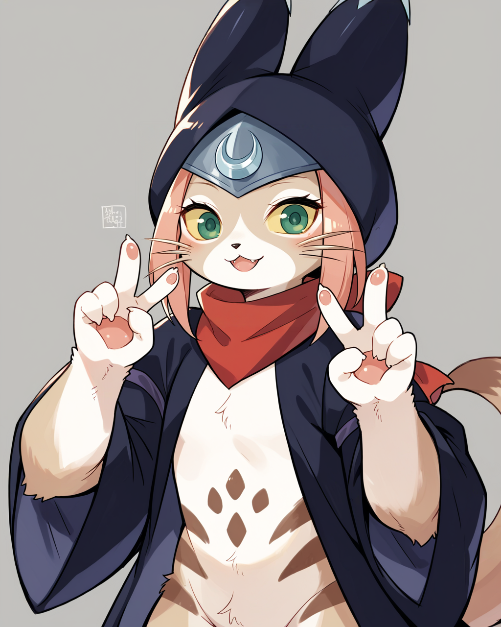 score_9, score_8_up, score_7_up, source_anime, solo, 1girl, furry, tsukino \(monster hunter stories\), golden hour, double v, <lora:tsukino-000001:1>