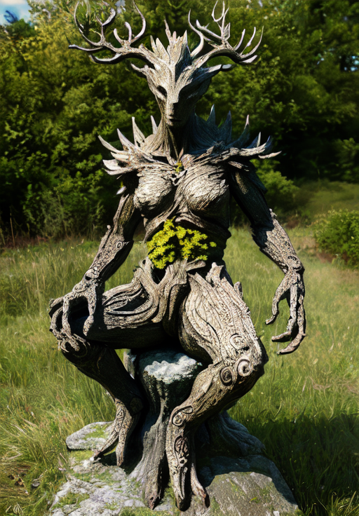 <lora:Spriggan:0.8>, Spriggan, sitting, the thinker, (masterpiece, best quality, absurdres, detailed, ultra-detailed:1.3), (highly detailed, high quality:1.3)