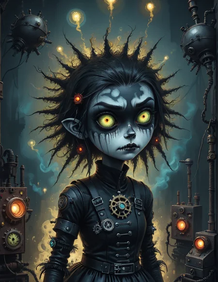 2d, grumpy elitist,illustration Electromagnetic Steampunk Goth Girl Underworld (Vendetta:1.4), highly detailed, Pastel, back-light, electric orangetrending, eerie, gritty <lora:fx-01:1.2> <lora:surrealism-v1:1> <lora:art-v5:.35> <lora:usual-portrait-v2:.5>