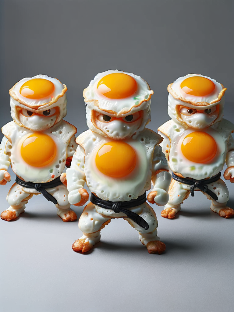 a group of ral-friedegg ninja´s ready to fight, looking at viewer <lora:ral-friedegg:1>