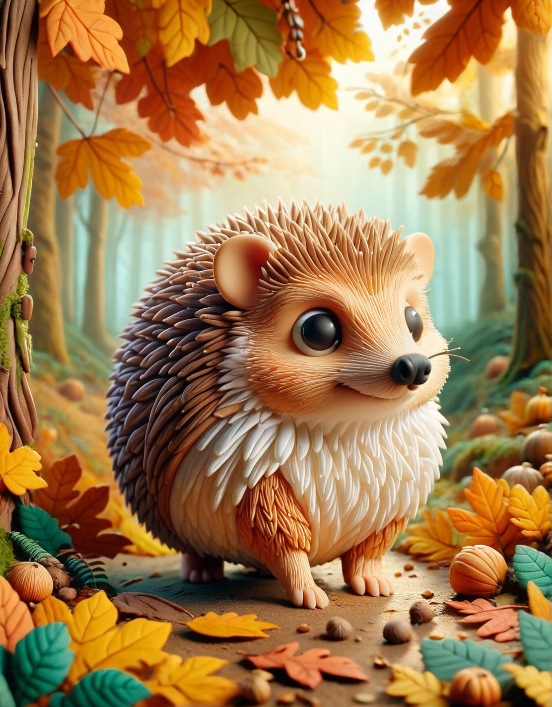 ais-hppycly hedgehog walking in a leafy autumnal forest <lora:ais-hppycly-sdxl:1>