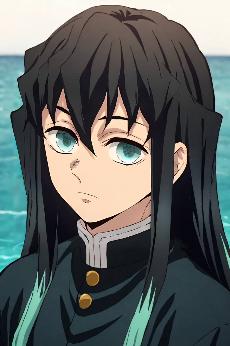 score_9, score_8_up, score_7_up, score_6_up, score_5_up, score_4_up, BREAK source_anime, anime screencap, anime coloring, official style, looking at viewer, upper body, depth of field, 1boy, solo, male focus, <lora:muichirou_tokitou_pony:0.94>, muichirou_tokitou, black hair, aqua eyes, long hair, bangs, aqua hair, multicolored hair, hair between eyes, sidelocks, two-tone hair, , captain costume, ocean bottom, , <lora:sdxl_lightning_8step_lora:1>