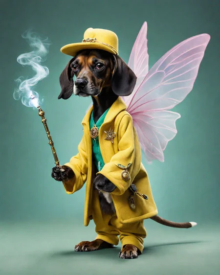 A FairyForm Snoop dog holding a smoking wand <lora:SDXL_Fairy_Form_LoRA:0.8>