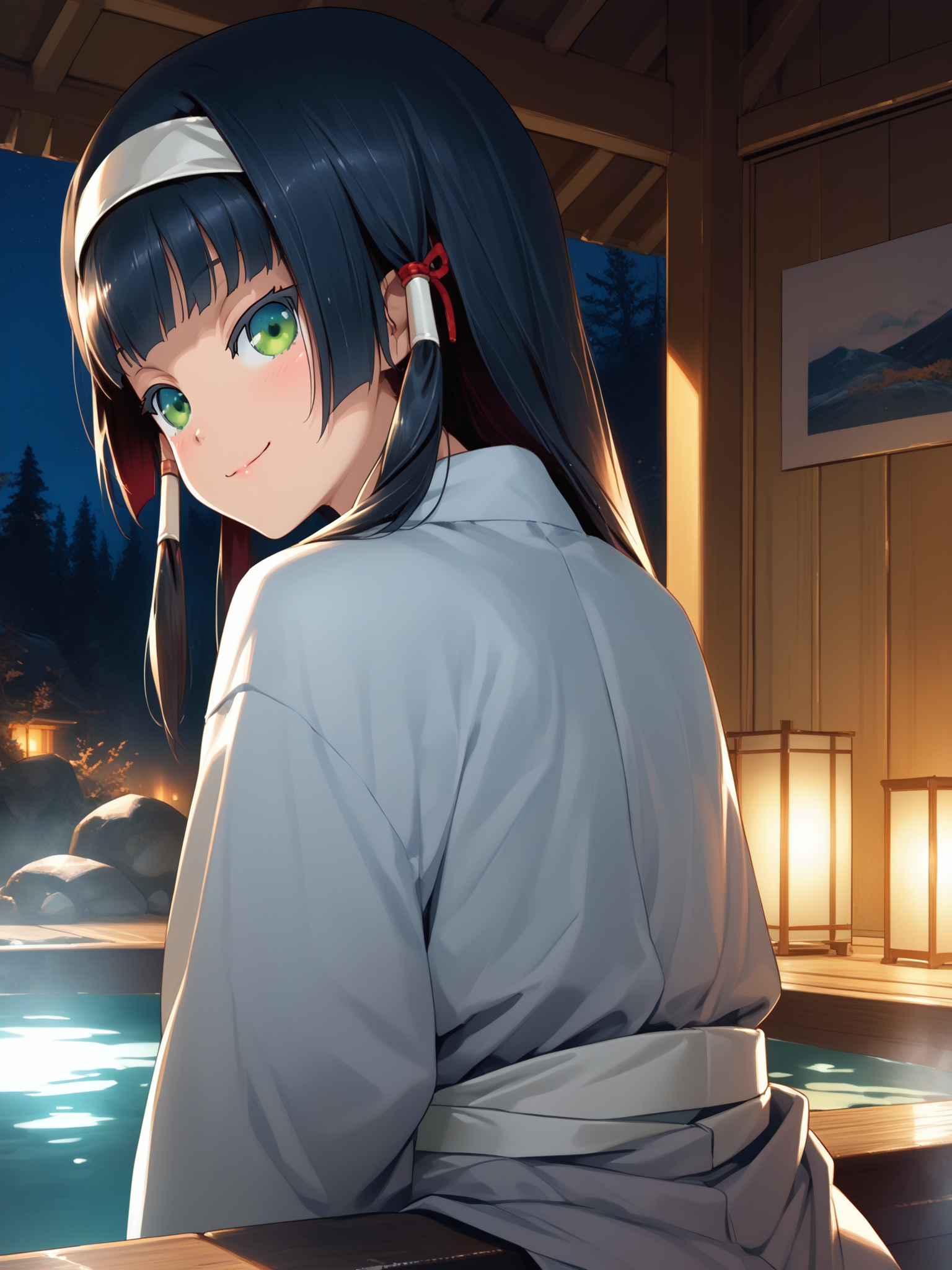 (upper body, solo focus:1.2) <lora:happy_tentacle-renge-v0.2-000016:0.9>, ht_renge, hair tubes, white hairband, (petite:1.2), <lora:Shed_The_Skin's StS_age_slider_v1_initial_release:-1.25> ( :1.1) ( , , ( :1.2) , crazy smile , looking back :1) , indoors, ((dawn :0.6), (blue sky:0.6) :0.8), ( :0.9), (furniture:0.9), , , , , (science fiction :0.9) , onsen, bathrobe ( :0.8) score_9, score_8_up, score_7_up, score_6_up, score_5_up, score_4_up, ( :1) <lora:LUUNA's Lunas-NijiJourney-SDXL-B2:0.35>, nijijourney <lora:prgfrg23's Counterfeit-V3.0 Style SDXL_LoRA_Pony Diffusion V6 XL:0.5> <lora:mfcg's mfcgXL:0.12> <lora:reweik's gyokai(himehajime)_PonyXL_style_v01:0.14>