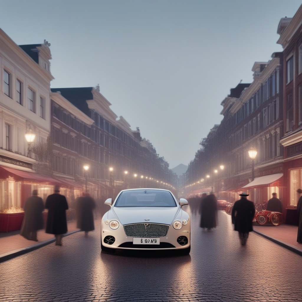 Old city a street scene with a car and a man in a car background