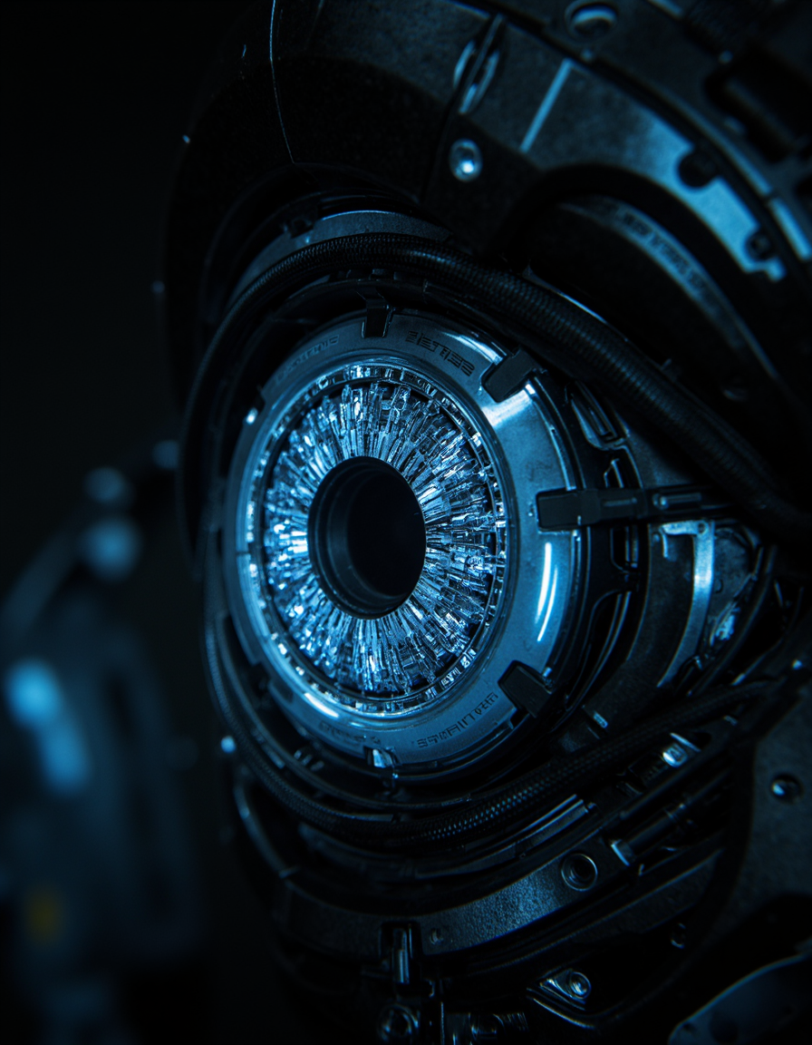 cinematic still CYBER_CORE_UT A hyper-realistic close-up view of a cybernetic, mechanical eye, showcasing an intricately designed iris. The iris is an artistic marvel, resembling a glowing, holographic mandala with layers of spinning gears, neon circuits, and fractal patterns. The sclera is made of polished metal, adorned with thin, pulsating neon lines.
<lora:CYBER_CORE_UT:0.75> . emotional, harmonious, vignette, highly detailed, high budget, bokeh, cinemascope, moody, epic, gorgeous, film grain, grainy