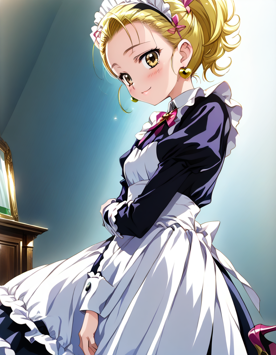 (1girl, solo,upper body:2),(from side:1.7),<lora:shinyluminous.pony:1> shinyluminous,(small breasts:2),(petite,short height:1.5),(blush, seductive smile,naughty face :1.5),Sinking into a sofa, (maid, maid headdress, maid dress, maid apron, long skirt, high heels, enmaided, tights, garter straps, long sleeves:2), perfect quality, amazing quality, high res,score_9,  score_7_up, score_6_up, score_4_up, score_5_up,best quality, masterpiece, 8k uhd, rating_safe, very aesthetic,(anime, source anime, official art, official style, game cg, Megami magazine:1.8), high detailed,<lora:flat_sdxl:-1>, <lora:3Danimation_Disney_1.0:1>, <lora:clear:1>,  <lora:detailed_notrigger:1>, <lora:is_pretty:4>, <lora:cnv3mdde878c738thn20:0.6>, <lora:absurdres_quality:1>,(finely detailed beautiful eyes and detailed face, ultra-detailed face, ultra-detailed eyes:1.5),  depth of field, dramatic light, highres, shadow,  sexy legs, (cute, kawaii, perfect face, perfect tits, perfect ass, wide hips, perfect breasts, bursting breasts:1.5), oily skin, shiny skin,(a detailed drawing, anime style, anime visual, anime drawing, exquisite visuals1990s:1.5),is pretty,(round face:1.5),