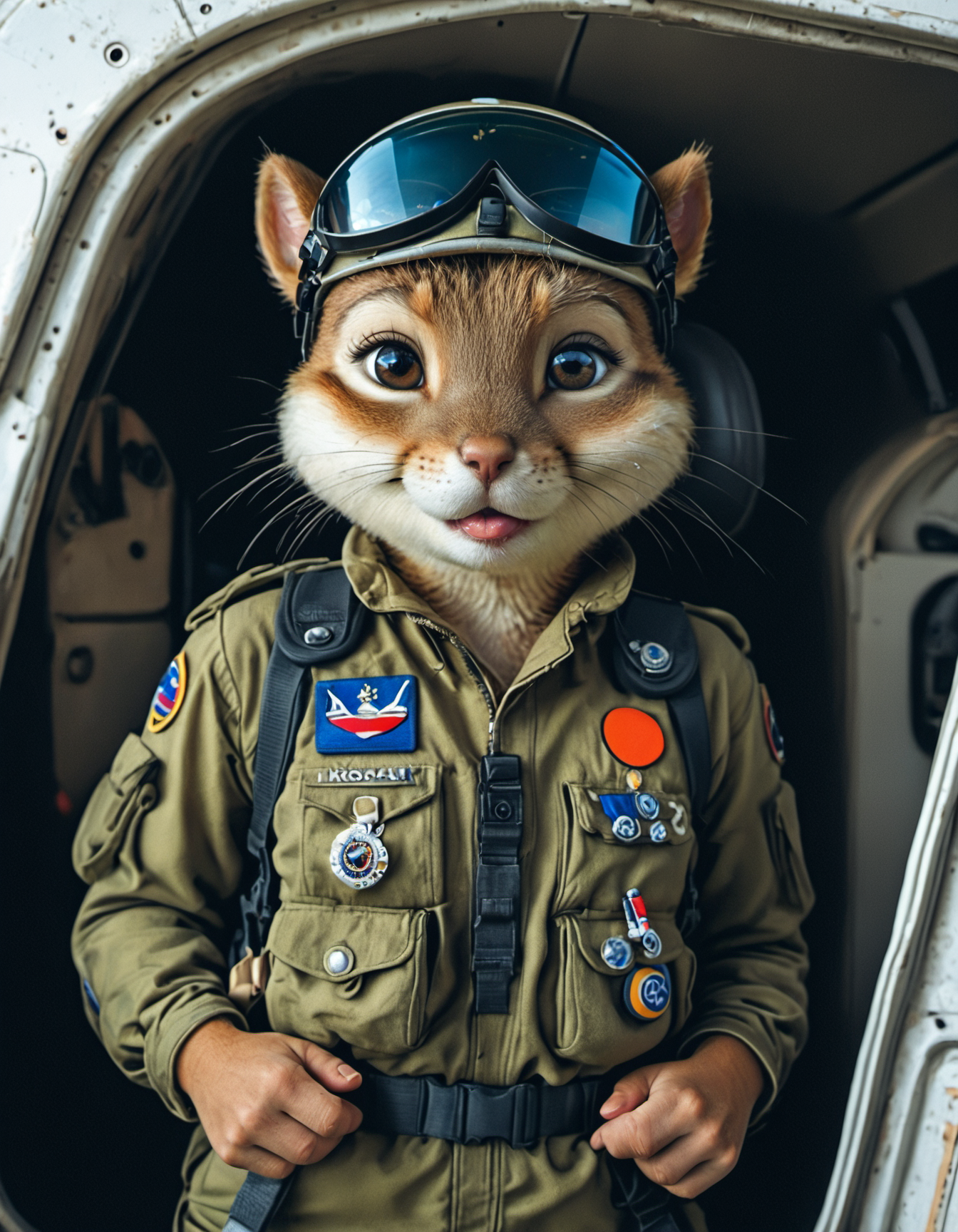a chipmunk in pilot uniform, <lora:EldritchCandids1.1.2:0.4> <lora:real_dream_pony_realistic_lora_3:0.4> <lora:MJ52:0.3> <lora:FF.101.juggernautXL_version6Rundiffusion.LORA:0.4> <lora:JuggerCineXL2:0.3>