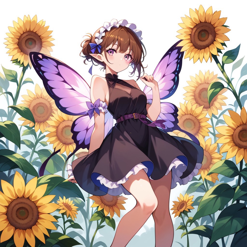 score_9, score_8_up, score_7_up, source_anime, sn0wdr0p, dress, flower, sunflower