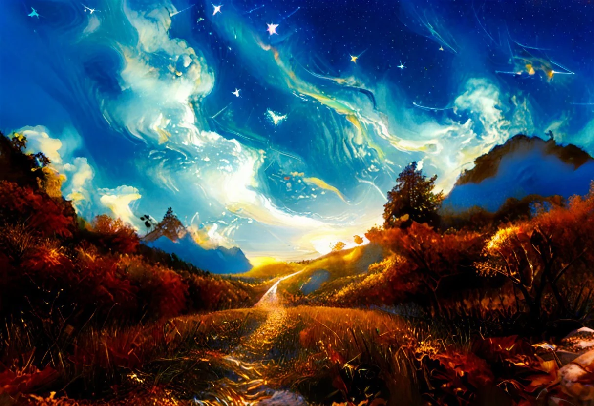 style of Vincent van Gogh, A beautiful landscape with a vibrant night sky filled with twinkling stars, aurora borealis, and a bright full moon.
starry_morph,
score_9,score_8_up,score_7_up, rating_safe, beautiful, painterly, detailed, textural, artistic, aesthetic,
, dreamy, moody, ,