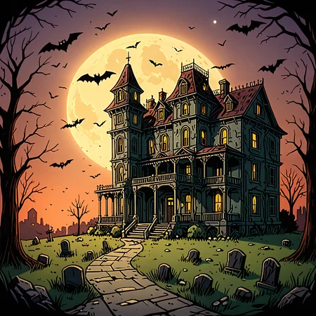 creepy abandoned run-down mansion , nightime, full moon <lora:add-detail-xl:1> <lora:Classic_Anime_Style:1>