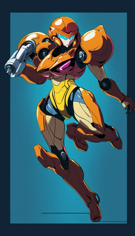 Cinematic scene, hero view, Samus Aran <lora:samus_aran_xl_v1:1>, action pose, detailed background, masterpiece, best quality, high quality, highres, absurdres, Vector art, Vivid colors, Clean lines, Sharp edges, Minimalist, Precise geometry, Simplistic, Smooth curves, Bold outlines, Crisp shapes, Flat colors, Illustration art piece, High contrast shadows, Technical illustration, Graphic design, Vector graphics, High contrast, Precision artwork, Linear compositions, Scalable artwork, Digital art