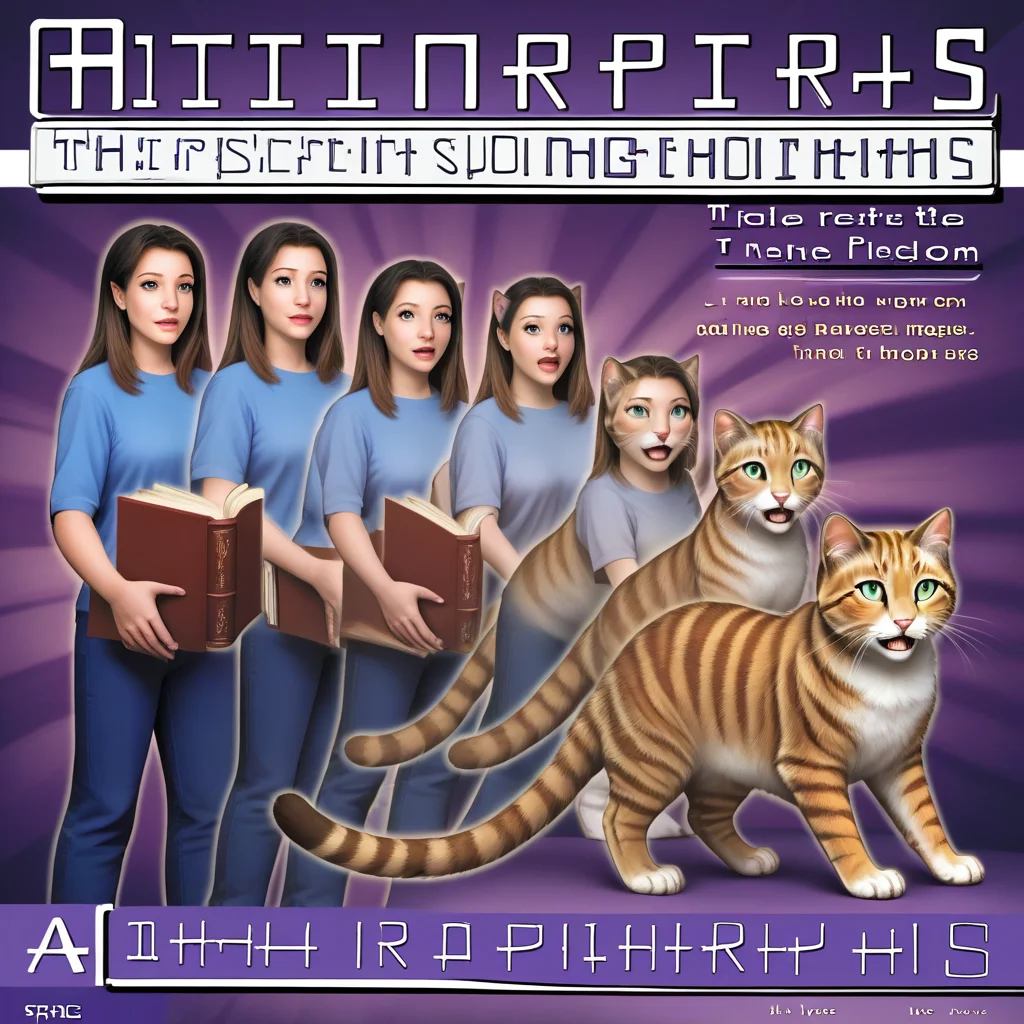 <lora:Animorph_-_pony:1> animorph, girl, morph, cat, left to right transformation, multiple people, 5 stage transformation, gradual transformation, book cover