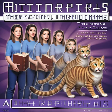 <lora:Animorph_-_pony:1> animorph, girl, morph, cat, left to right transformation, multiple people, 5 stage transformation, gradual transformation, book cover