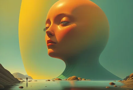 Create a book cover that blends the distinctive styles of George Tooker, Simon Stalenhag, and Holly Andres. The cover should reflect the title ‘The Last Day’ with a vibrant and emotionally compelling composition. Aim for life-like and cinematic qualities, with a dramatic and dynamic flow. The aesthetic should be pristine and enigmatic, capturing the viewer’s attention and moving them emotionally. Incorporate moody atmospherics with extremely refined lines, shapes, and object details that are sharp and clear. Use a palette of complementary colors to enhance the visual appeal, and incorporate elements of neo-modernism architecture to add sophistication. Ensure the scene is rich with details, utilizing ray-tracing and anti-aliasing techniques for a realistic touch. Soft shadows should add depth, while low saturation colors provide a subtle yet impactful tone. The final image should exude insane quality, resolution, and detail, culminating in a 32k resolution masterpiece
