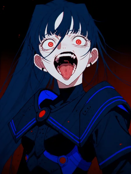 score_9, score_8_up, score_7_up,
<lora:Ado_Usseewa_Style_Pony:0.9> usseewastyle,
1girl,solo, open mouth, tongue out, crazy eyes, bodysuit, armor,science fiction, red glow,