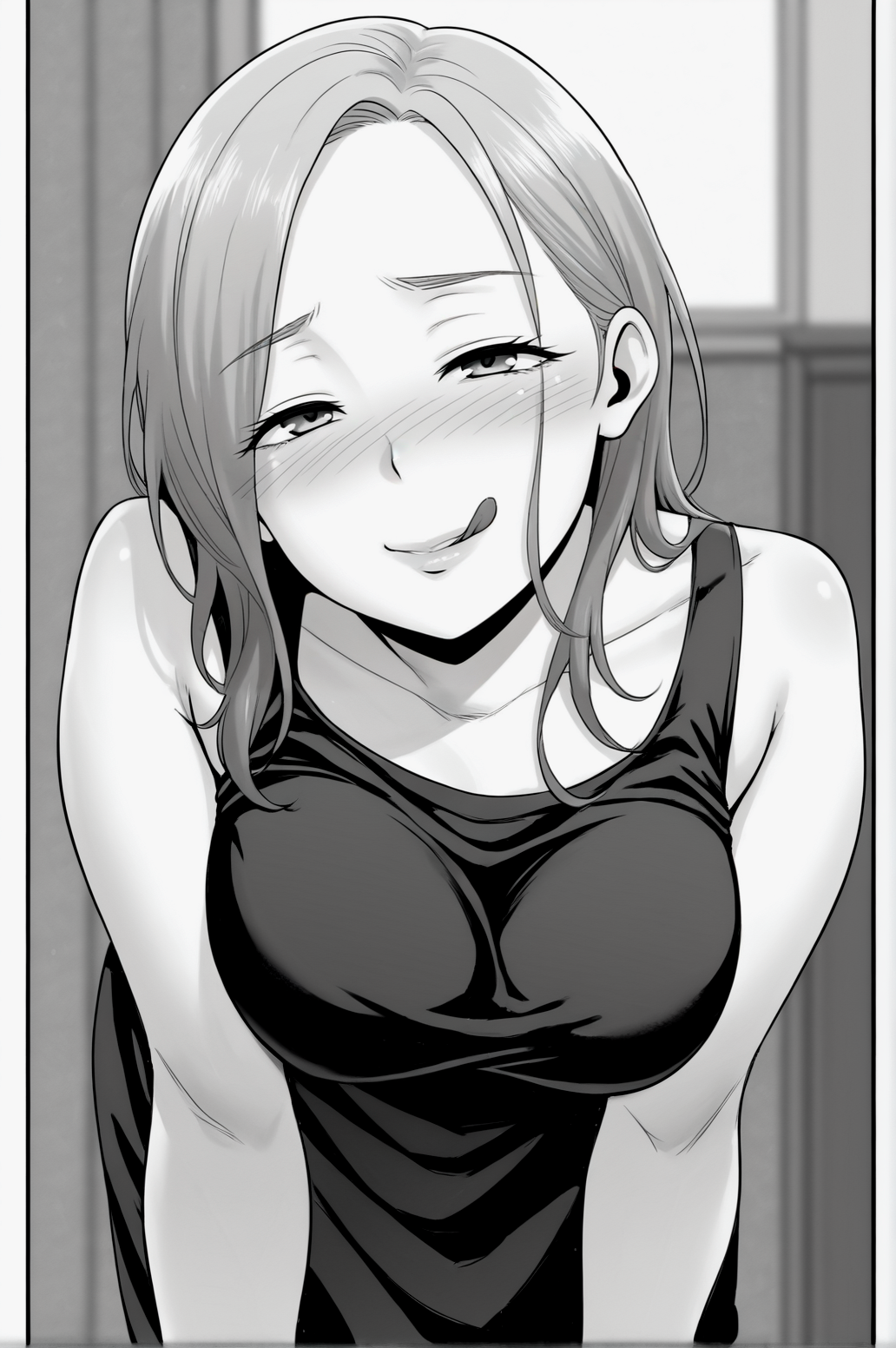 score_9, score_8_up, score_7_up, monochrome, manga_source, best background, detailed background, manga, grayscale  Mao, naughty face, horny, blush, indoors, naughty face, indoors, bent over, <lora:JN_Mitsuki:0.8>