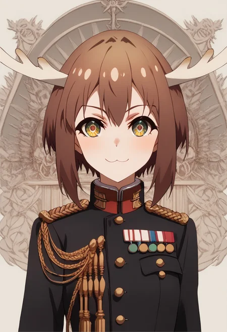 score_9, score_8_up, score_7_up, score_6_up, score_5_up, score_4_up, detailed eyes, detailed skin, source_anime, source_anime, masterpeice, best quality, very aesthetic, absurdres, BREAK,
<lora:noko.pony:1>,
noko, <lora:IJAuniformXLv1:1> ,cowboy shot,upper body,court uniform,black uniform,austrian knots sleeve,small breasts,narrow waist,evil smile,light smile,indoors,palace,courtroom, japanese flag in background,