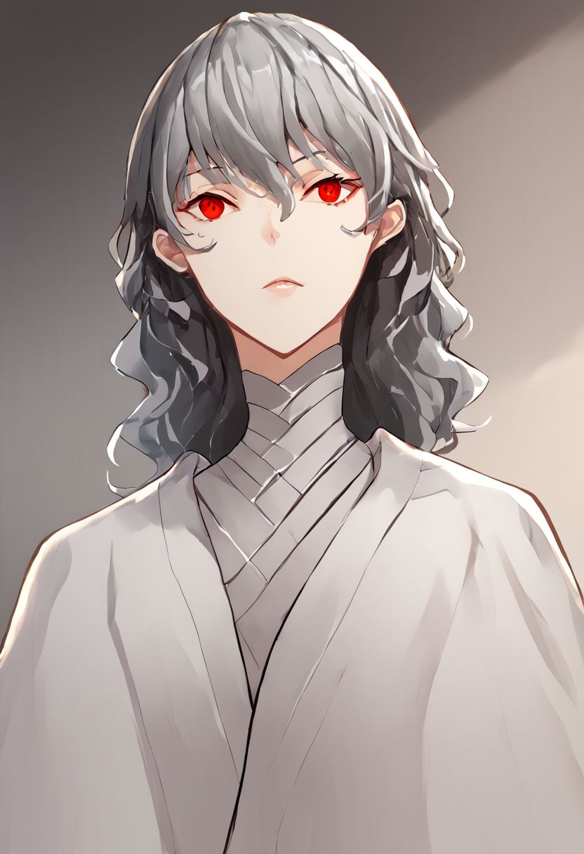 score_9, score_8_up, score_7_up, score_6_up, score_5_up, score_4_up, source_anime, 1girl, 
izanamidef, grey hair, long hair, red eyes, white robe, 
masterpiece, best quality, very aesthetic, absurdres,