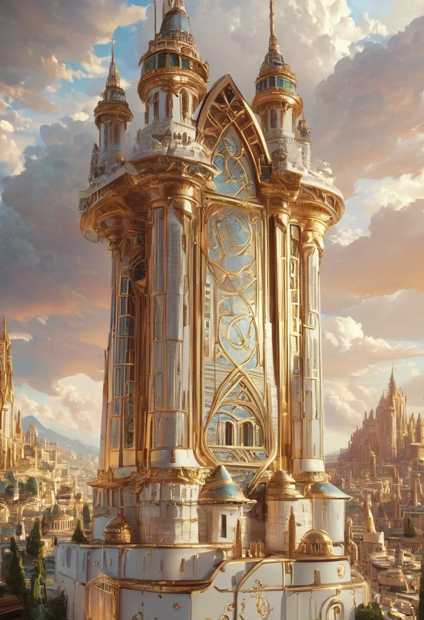 pmg style, score_9, score_8_up, score_7_up, score_6_up, alien city, towers and spires, beautiful, shining, dynamic, aesthetic