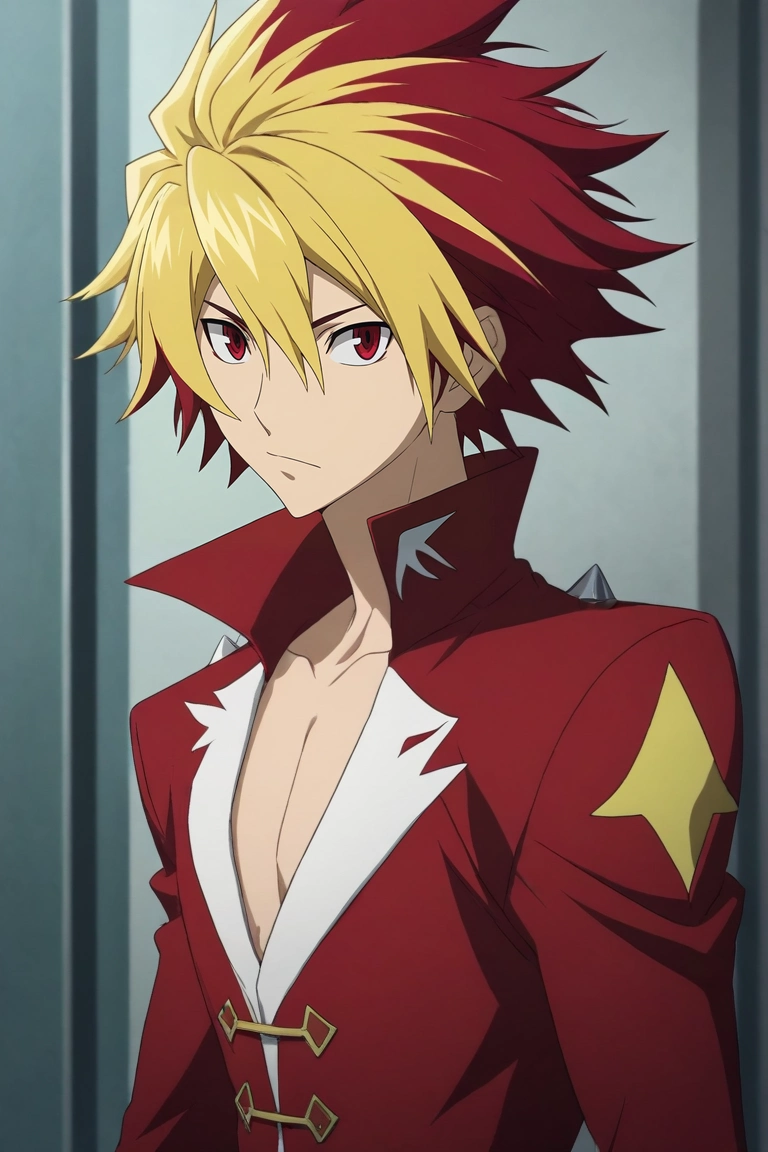 score_9, score_8_up, score_7_up, , rating_safe, , (realistic:0.6), looking at viewer, depth of field, 1boy, solo, male focus, <lora:takuto_tsunashi_pony:0.88>, takuto_tsunashi, red hair, red eyes, spiked hair, bangs, multicolored hair, two-tone hair, dyed bangs, blonde hair, , , <lora:sdxl_lightning_8step_lora:1>