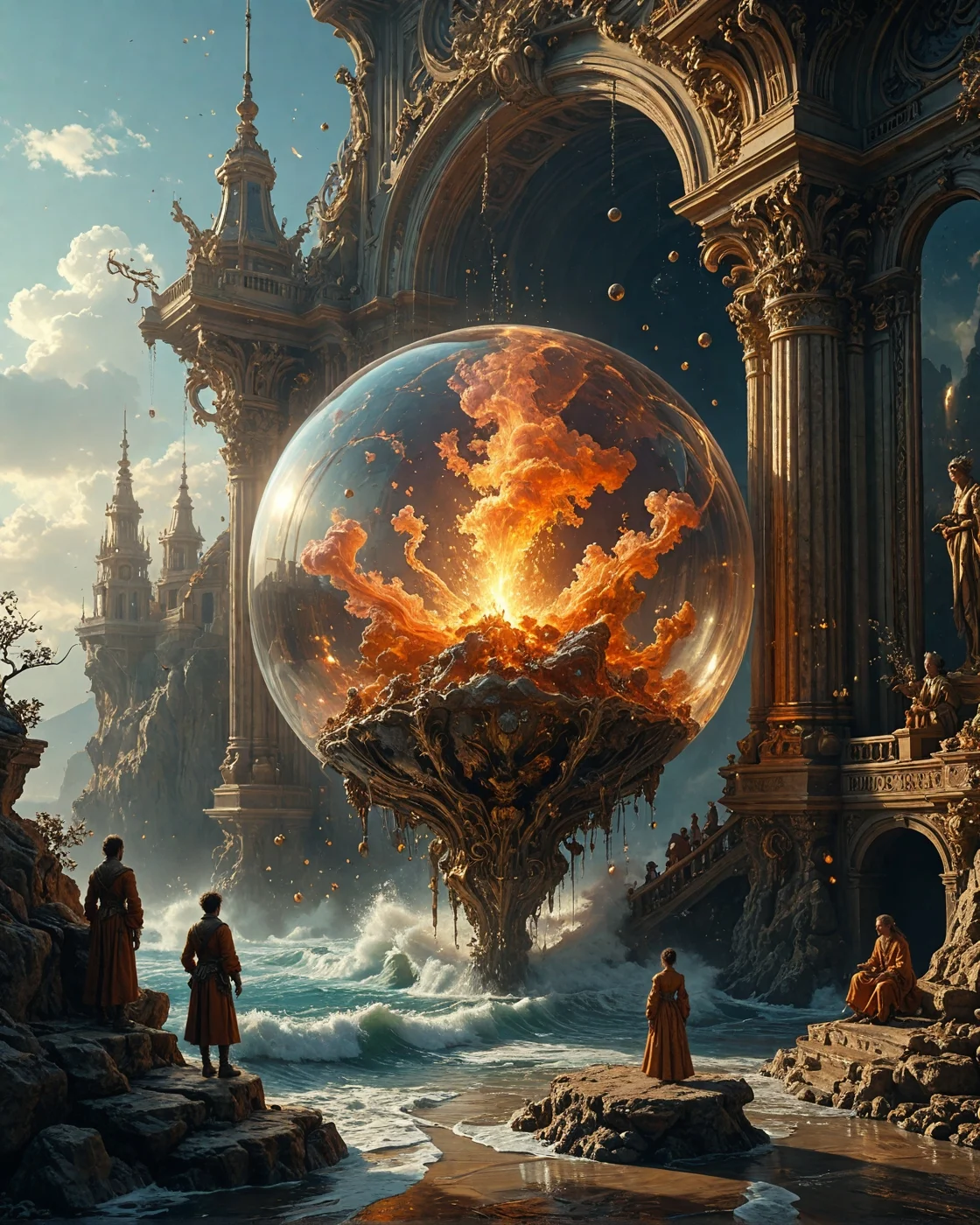 Amphitheaters staging quantum plays, Yōkai, amber-resin refuge with,
plasma-tube filaments, Art Nouveau gold scrollwork, light-filament elevators in, evaporated ocean basin with geometric salt flats, Terraformed asteroid clusters style, dark-energy pulse shockwaves,
<lora:tbh124-sdxl:0.15> style of Jean-Antoine Watteau,
<lora:tbh129-sdxl:0.15> style of Michael Cheval,
<lora:Sinozick:0.15>,
<lora:add-detail-xl:0.7>,
<lora:aidmaMJ6.1_v0.5_2:0.3> aidmamj6.1,
<lora:Flux-XL_Scenery:0.15> flux-scenery,
<lora:Flux-style-xl-lora:0.15> flux-style,
8K resolution, ultra-detailed cinematic composition, contemporary concept art style, volumetric magical atmosphere with ethereal glow, rich complementary color palette, vivid gradients and chiaroscuro contrast, dynamic perspective with layered depth of field, inspiring awe-inspiring mood, Unreal Engine 5 render quality, intricate textures, flawless anatomy, rule of thirds composition, luminous highlights, surreal ambiance, award-winning illustration, harmonious balance of light and shadow, photorealistic details, ArtStation trending, chromatic accents, nostalgic futurism, dreamlike serenity, bold creativity, professional finish, sharp focus, ambient background, fascinating dynamic motion,, Baroque art style, dynamic composition, dramatic lighting, rich colors, intricate details, professional-grade execution, captures the grandeur and theatricality of the Baroque period