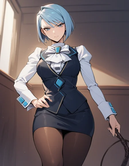 <lora:franziska-xl-000003:1> franziska von karma, vest, white shirt, pencil skirt, pantyhose,
1girl, solo, courtroom, whip, confident,
best quality, masterpiece