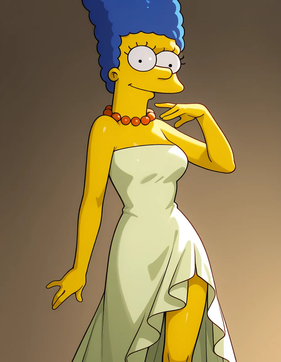 (best quality), high quality, absurdres, (very aesthetic), focus,
marge_simpsons, elegant pose, intricately styled blue beehive hair, statement necklace, flowing dress, yellow skin, expressive eyes, soft lighting, detailed textures, sophisticated art style, solo,
<lora:the_simpsons_v2:1>