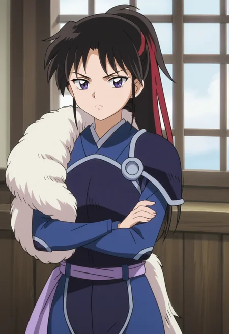 source_anime,anime screencap, anime coloring,intricate details,rating_safe, masterpiece, best quality,
(best quality, absurd res, ultra detailed),,(4 finger:0.5),1girl, ((solo)), good eyes,perfect eyes,,detailed eyes, zPDXLxxx , zPDXL3, OverallDetail,detailed, detailed face
BREAK
solo,indoors,standing,front view,
setsuna, 1girl, black hair, multicolored hair, ponytail, purple eyes, armor, crossed arms,
serious
, <lora:add-detail-xl:2> <lora:Setsuna_Inuyasha-Yashahime:0.8>