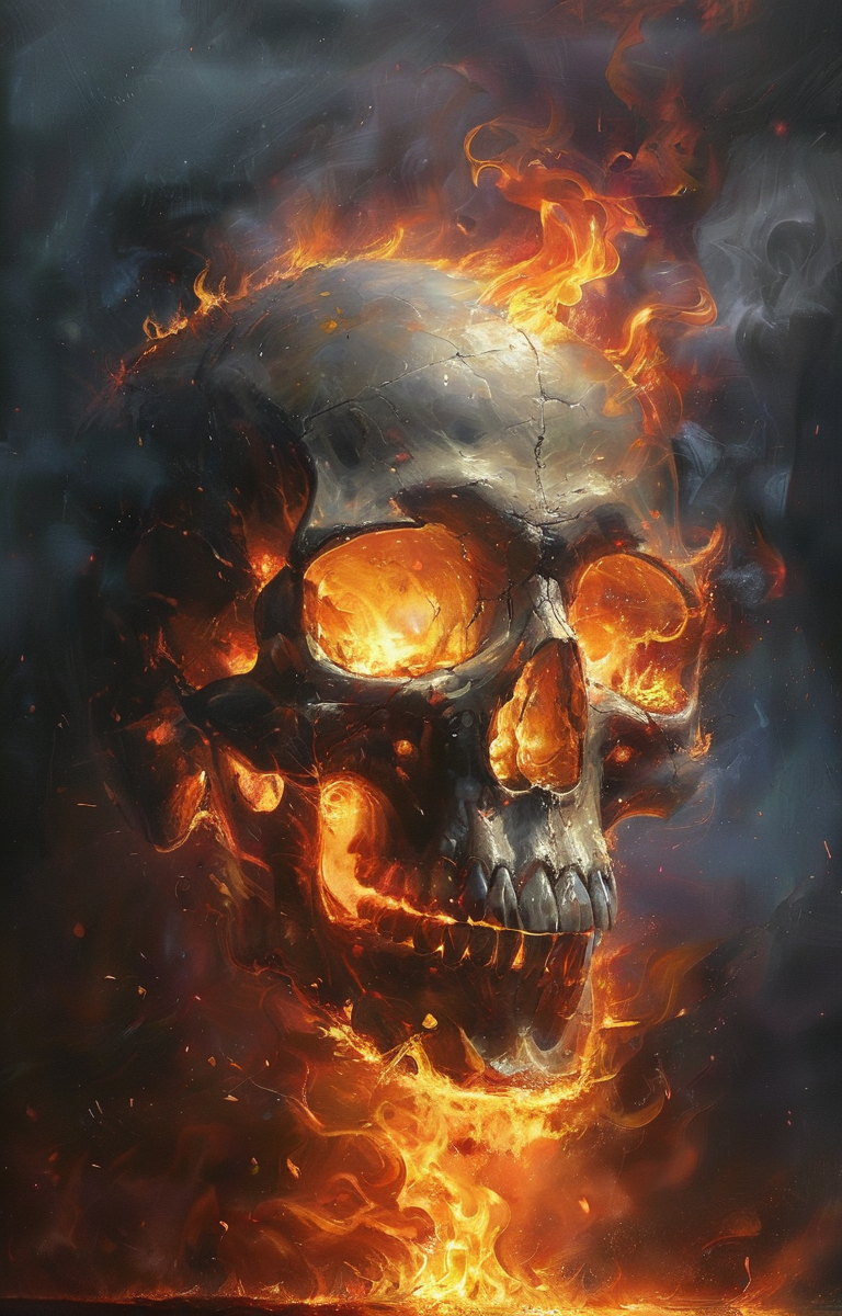 masterpiece,best quality,<lora:tbh60-sdxl:0.75>,burning skull portrait of noble man