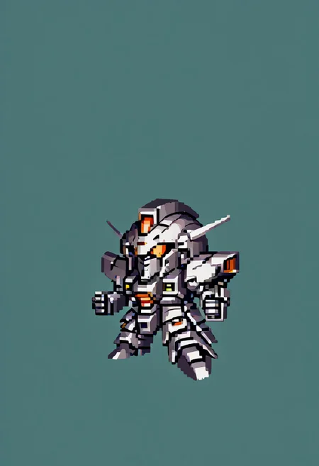 full body view, (black robot colors),chibi, mecha, no humans, robot, full_details, simple background, green background, snes style