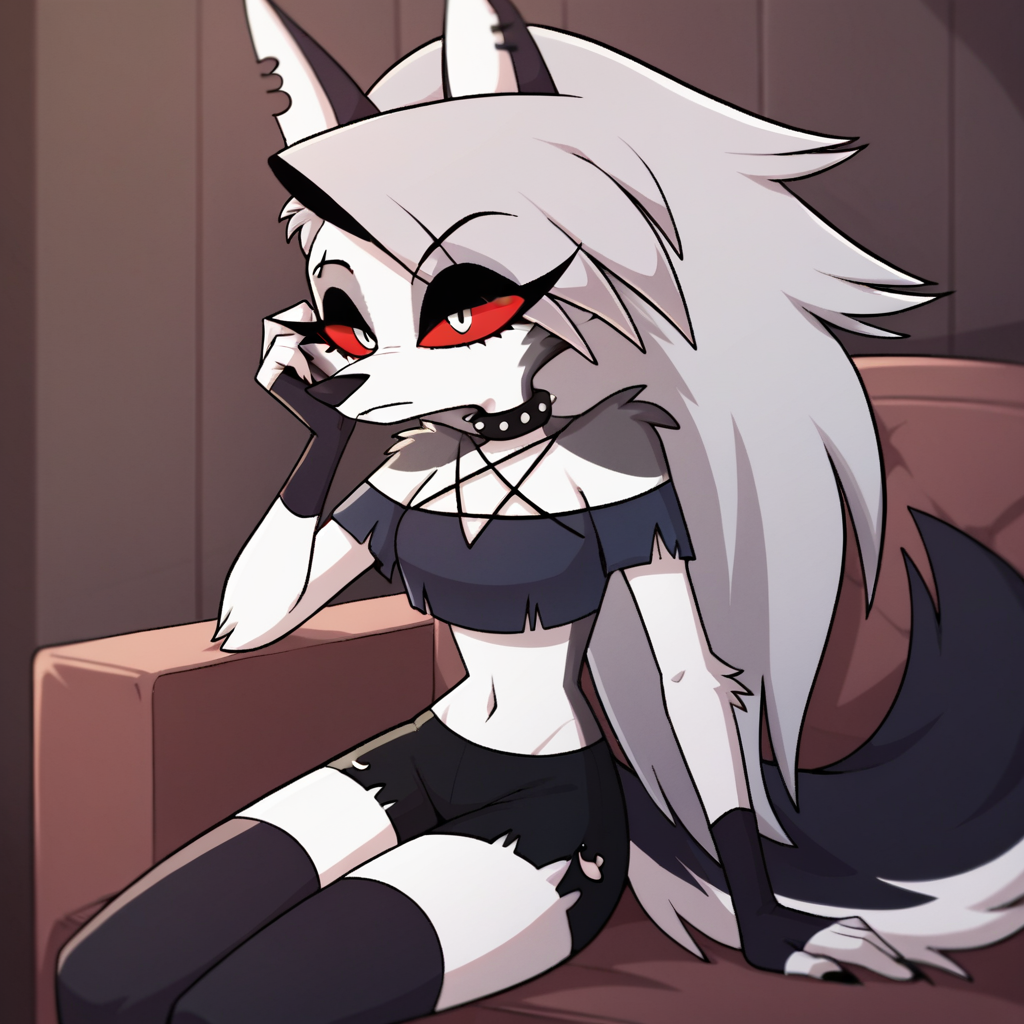 score_9, score_8_up, BREAK, source_anime, (1girl, solo), uncensored, perfect body, slim, thigh highs, fingerless gloves,
anthro, furry, (bored, crop top, shorts, sitting:1.2),
Loona \(Helluva Boss\), <lora:LoonaXL:1>