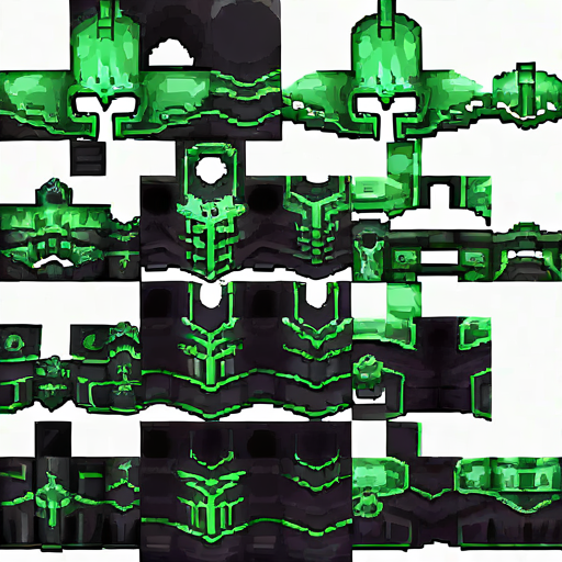 <lora:MinecraftArmor_Pony_1:1.1> MinecraftArmor, no_human, armor texture layer, black armor texture layer with green neon outlines, white background