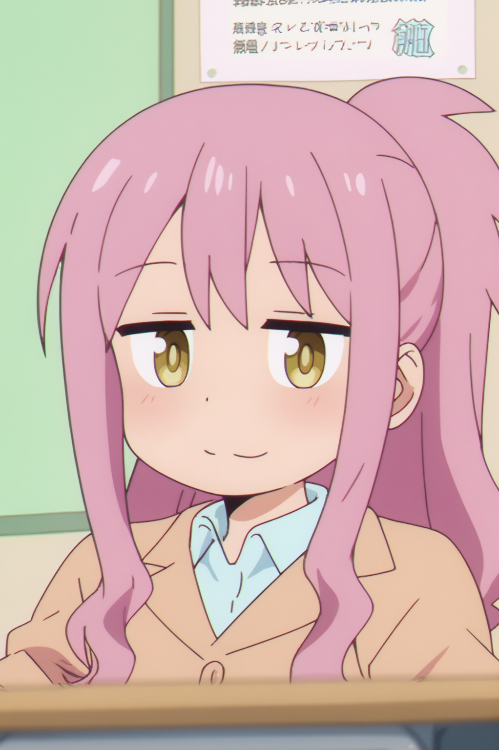 anime screencap, consistent background,   Miyako Nagase, upper body, light smile <lora:Onimai-Miyako_Nagase-PDXL:0.8>