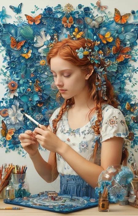 masterpiece,best quality,<lora:tbh237-sdxl:0.8>,illustration,style of  Johanna Basford tech genius teenage girl