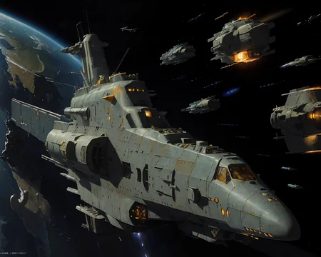 best quality,masterpiece,highly detailed,ultra-detailed,
(logh spacecraft, space_battleship science fiction, scifi :1.3)   in orbit earth \(planet\), starry sky, nebula, beam,laser,glowing engin,
<lora:LOGH:0.5>