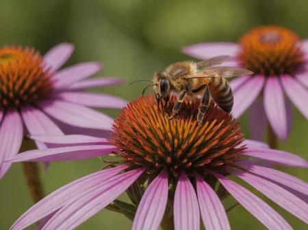 Closeup of a honey bee on a Purple coneflower in a sunny garden, sharp focus,
ZipRealism, Zip2D
<lora:RMSDXL_Enhance:1>,
<lora:add-detail-xl:0.8>,
<lora:RMSDXL_Darkness_Cinema:1>,