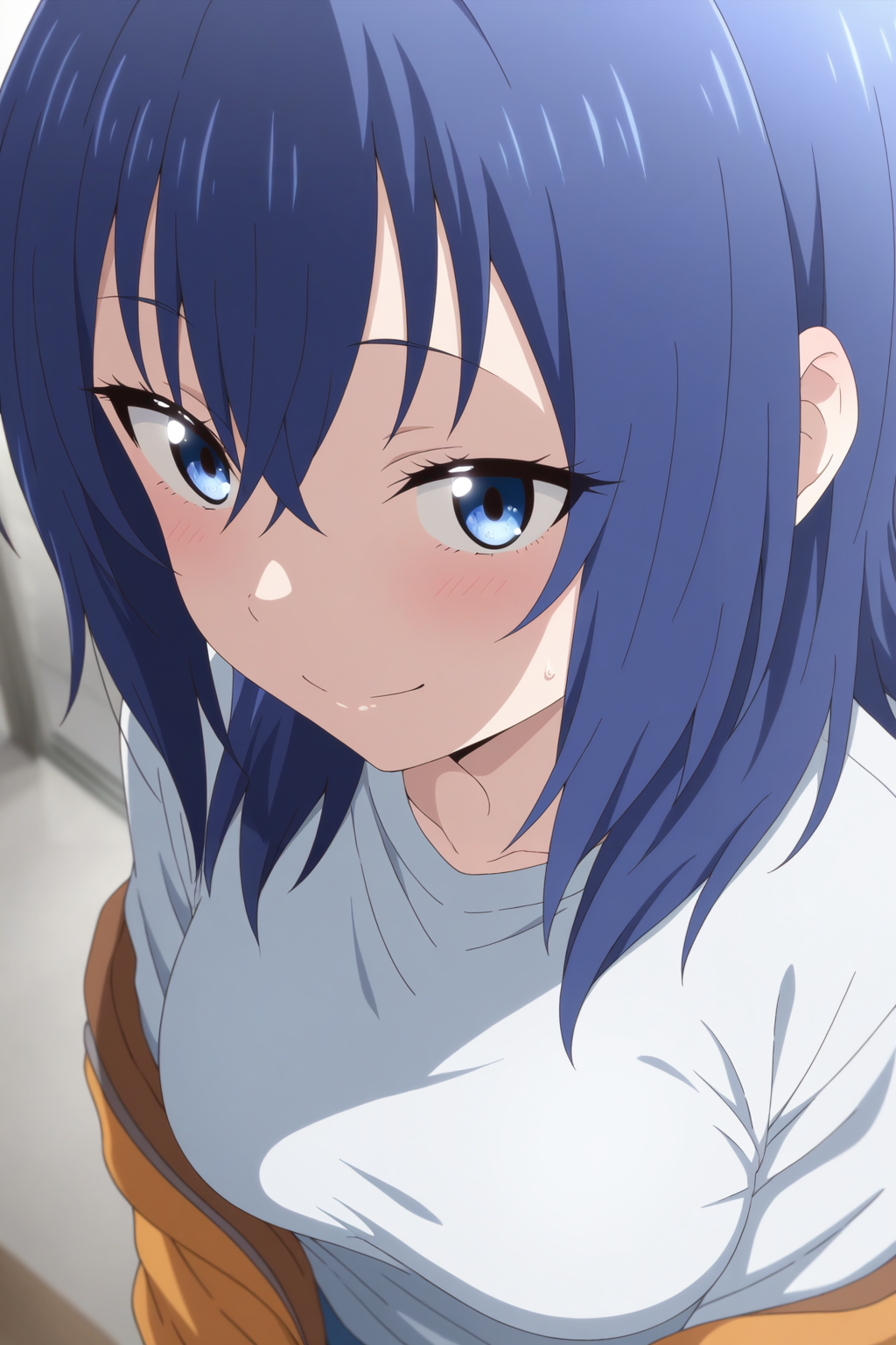 masterpiece, best quality, amazing quality, very aesthetic, absurdres, ultra detailed,
<lora:il_contrast_slider_d1 (Ð¦ÐÐÐ¢ ÐÐÐ Ð¢ÐÐÐÐ):-0.8>
 <lora:Chika Suzugamori:0.8> chika_suzugamori, 1girl, 
portrait, smile,
view from above, body is visible, medium breasts are visible from under the shirt,,